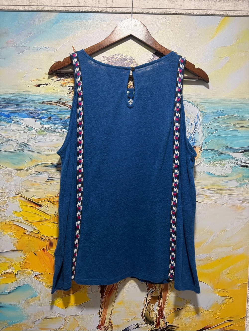 Lucky Brand Navy Blue Embroidered Geometric Tank - Picture 5 of 7